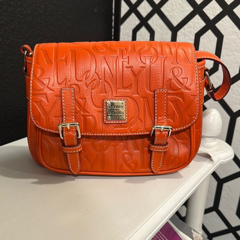 Dooney & Bourke Orange Embossed Leather Crossbody Bag